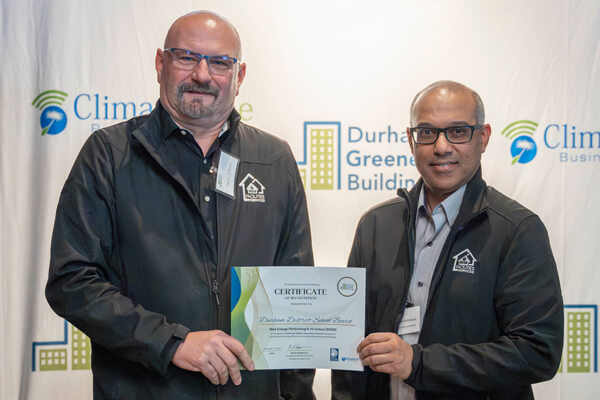 Representatives of Durham District School Board receiving award at Durham Greener Homes Evening of Recognition