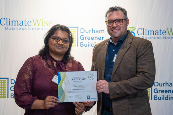 Representatives of the Town of Ajax receiving award at Durham Greener Homes Evening of Recognition